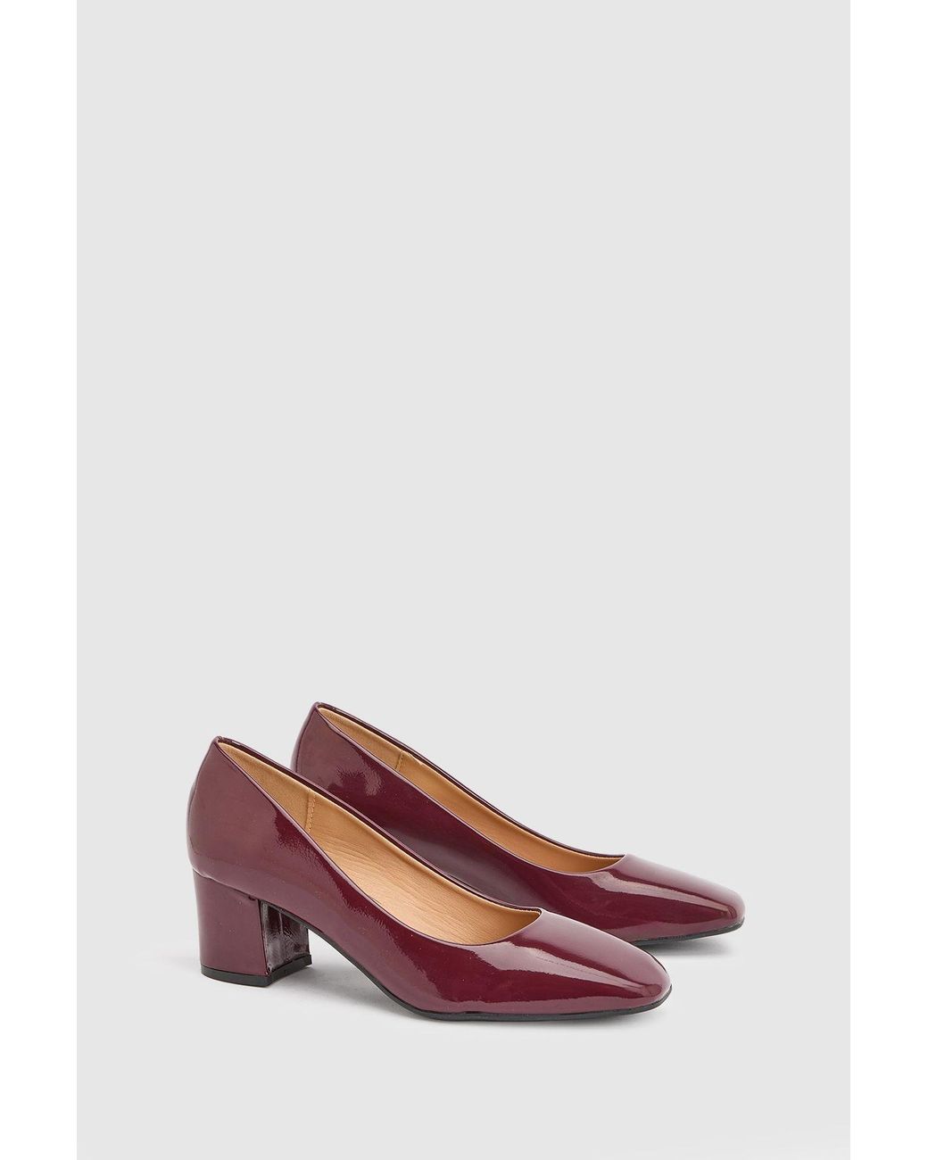 Good for the Sole Pink Bonita Faux Patent Leather Medium Block Heel Court Shoes