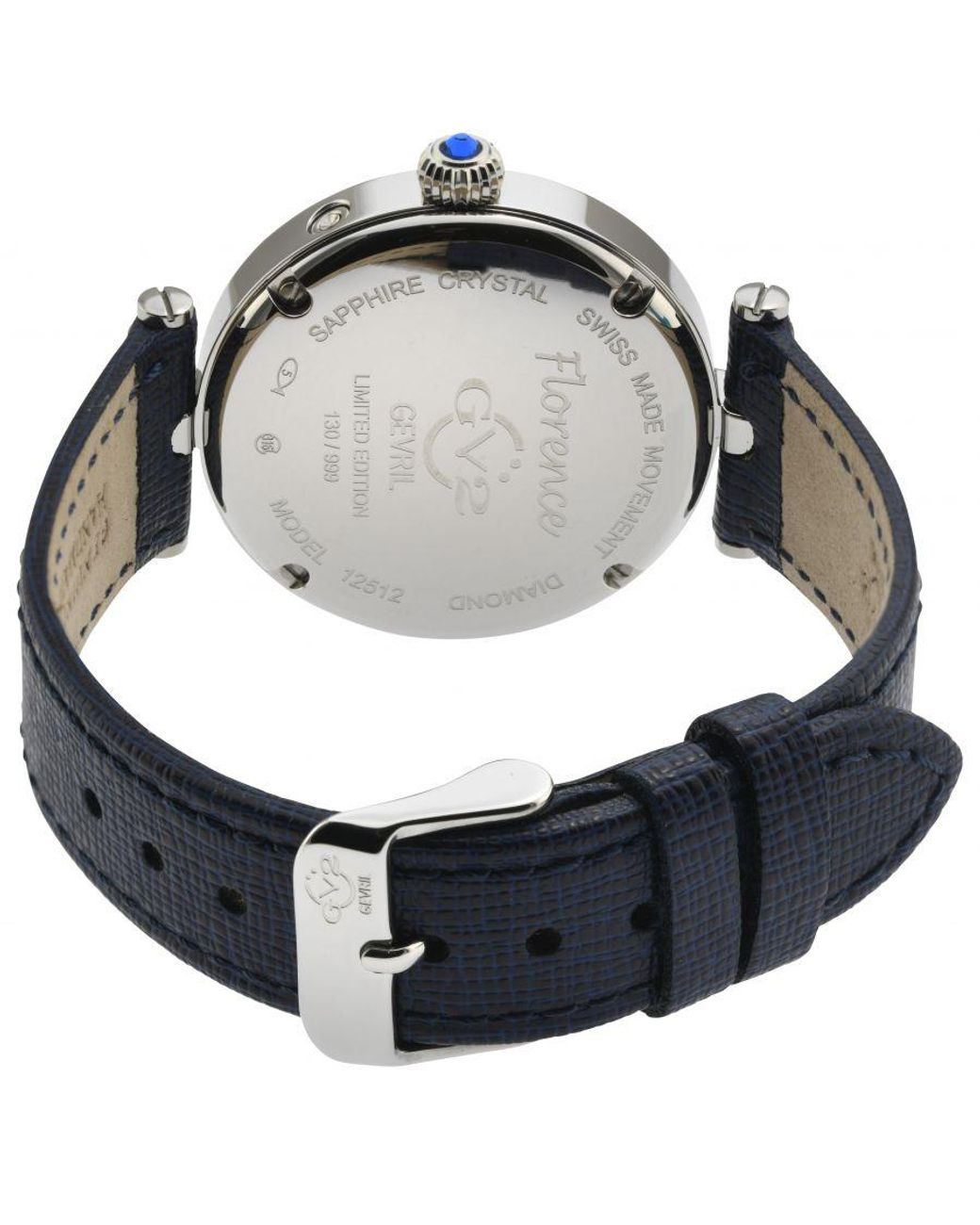Gevril Black Gv2 Florence Mother Of Pearl Dial 12512.L Diamond Swiss Quartz Watch