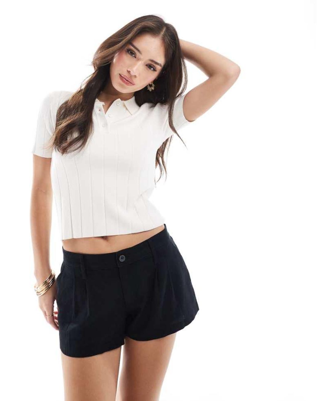Hollister White Low Rise Linen Short