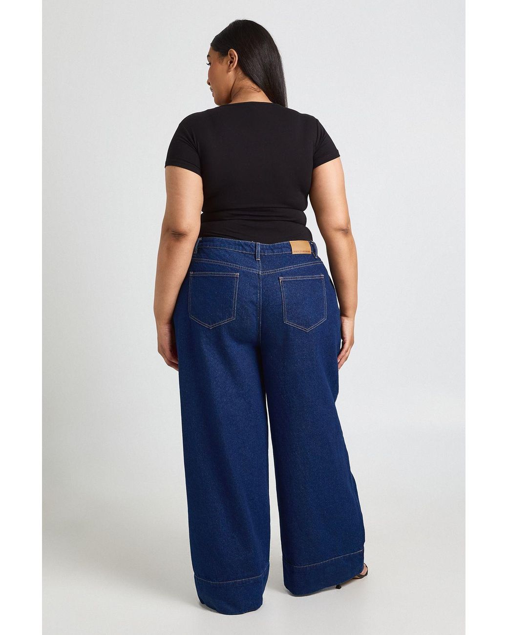 Boohoo Blue Plus Basic Short Sleeve Crew Neck Bodysuit