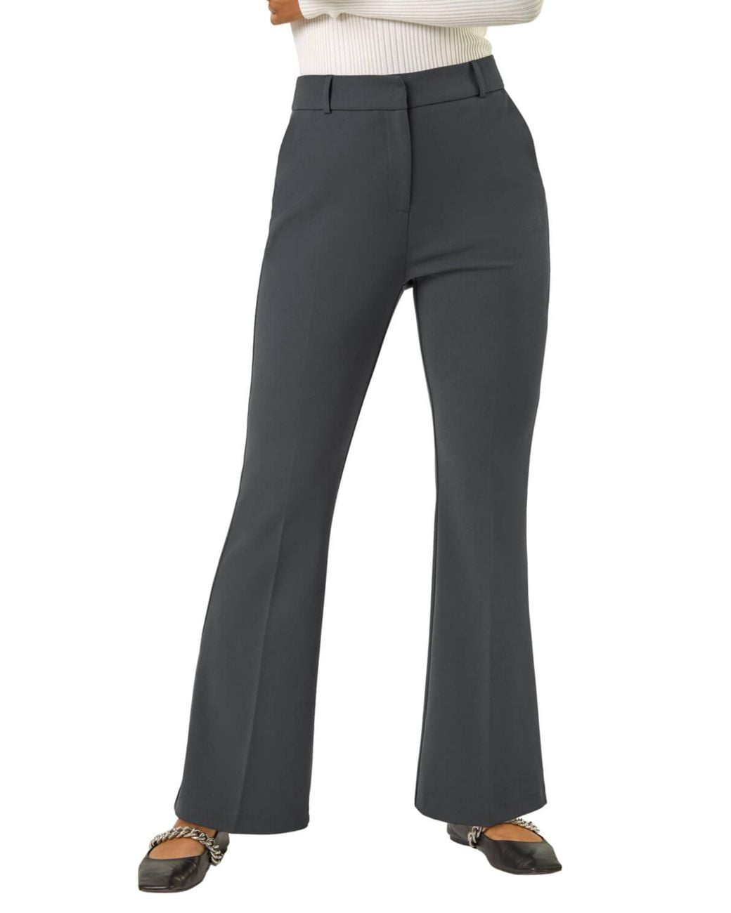 Roman Black Bootcut Leg Stretch Trousers