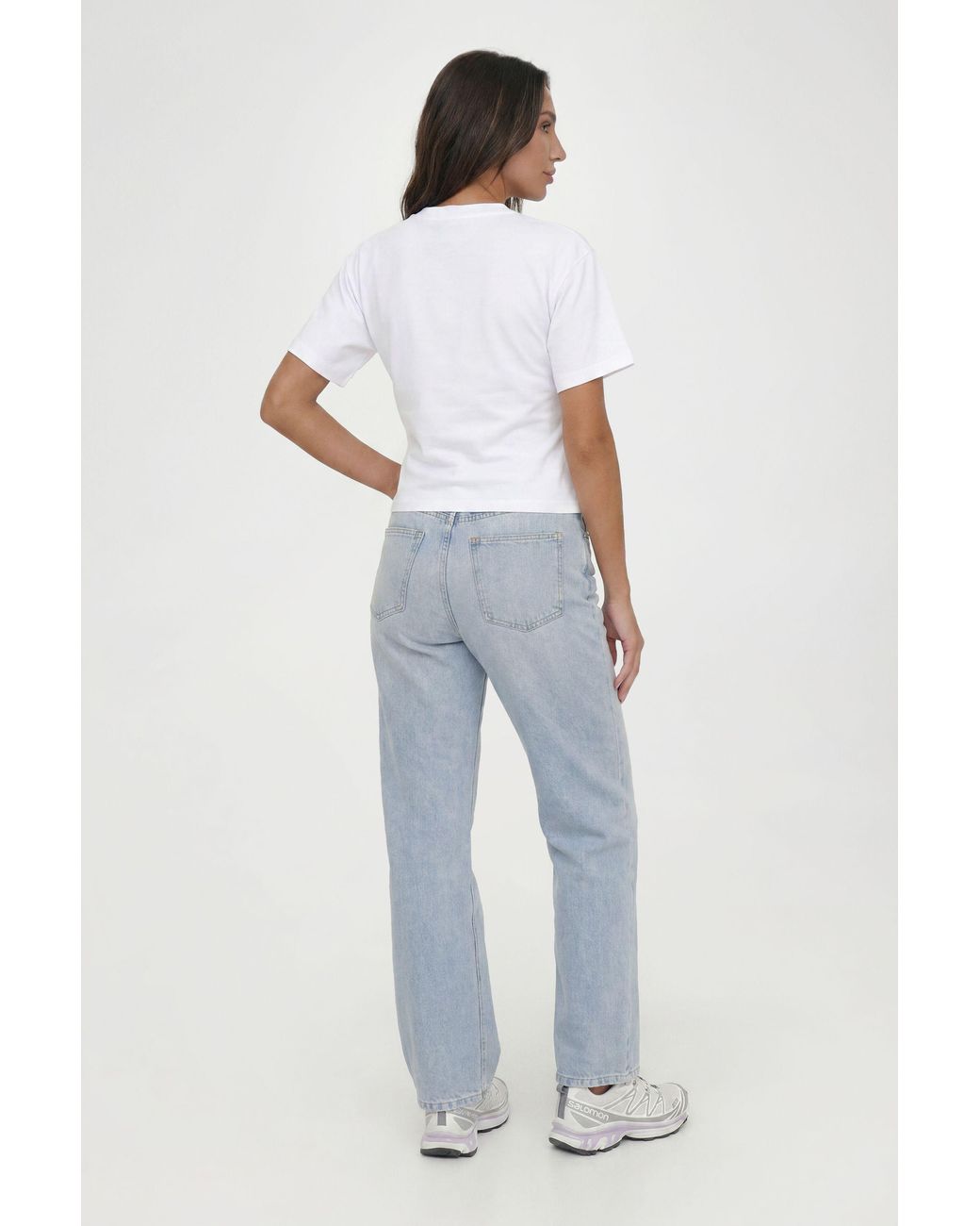 Boohoo Blue Petite V-Neck Cinched Waist T-Shirt