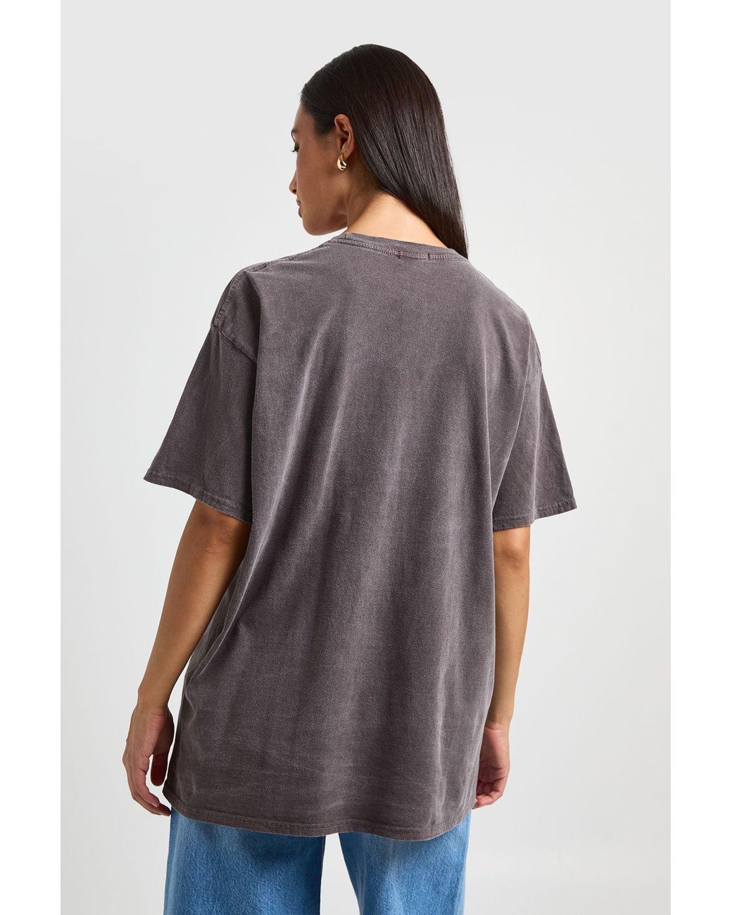 Boohoo Brown New York 86 Printed Oversized T-Shirt