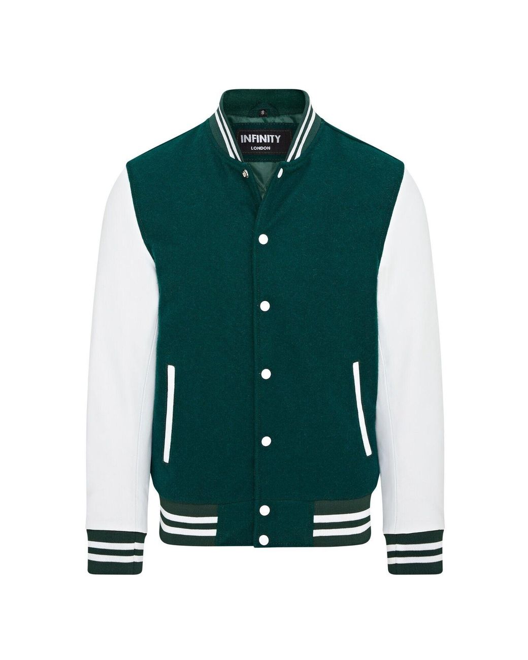 Infinity Leather Green Letterman Baseball Wool Varsity Bomber Jacket for men