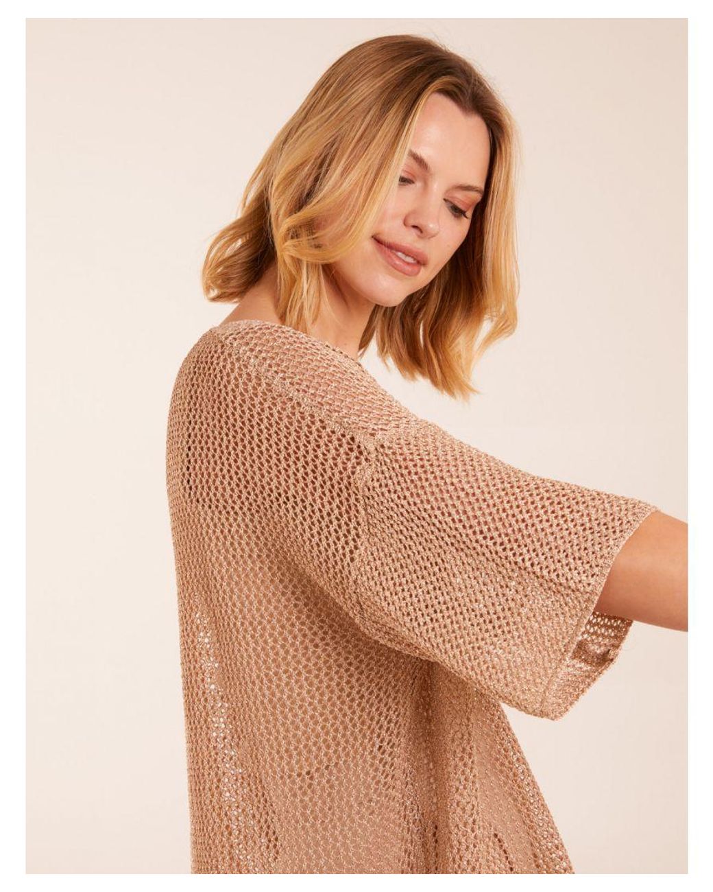 Blue Vanilla Brown V Neck Crochet Top