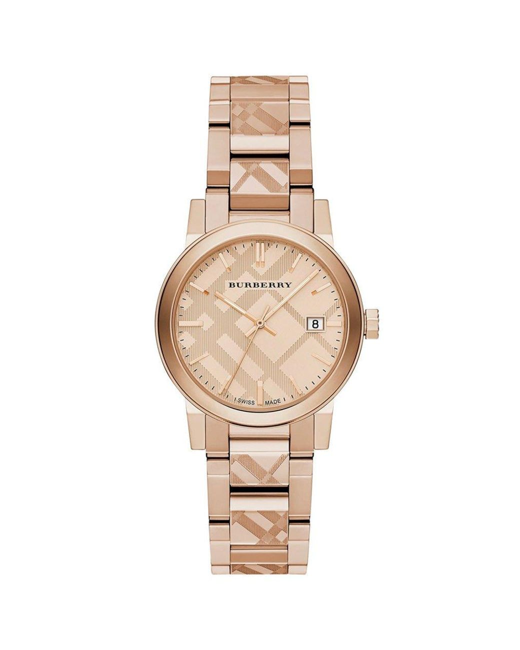 Burberry Metallic Bu9146 The City Engraved Check Watch