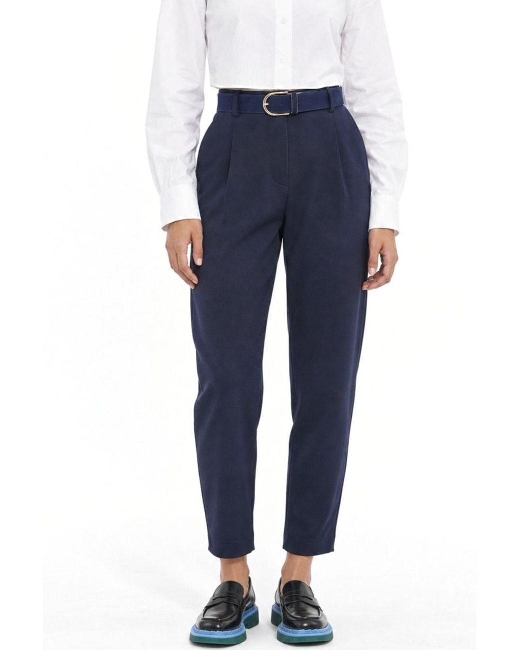 Busem Blue Cotton Blend Stretch Pants