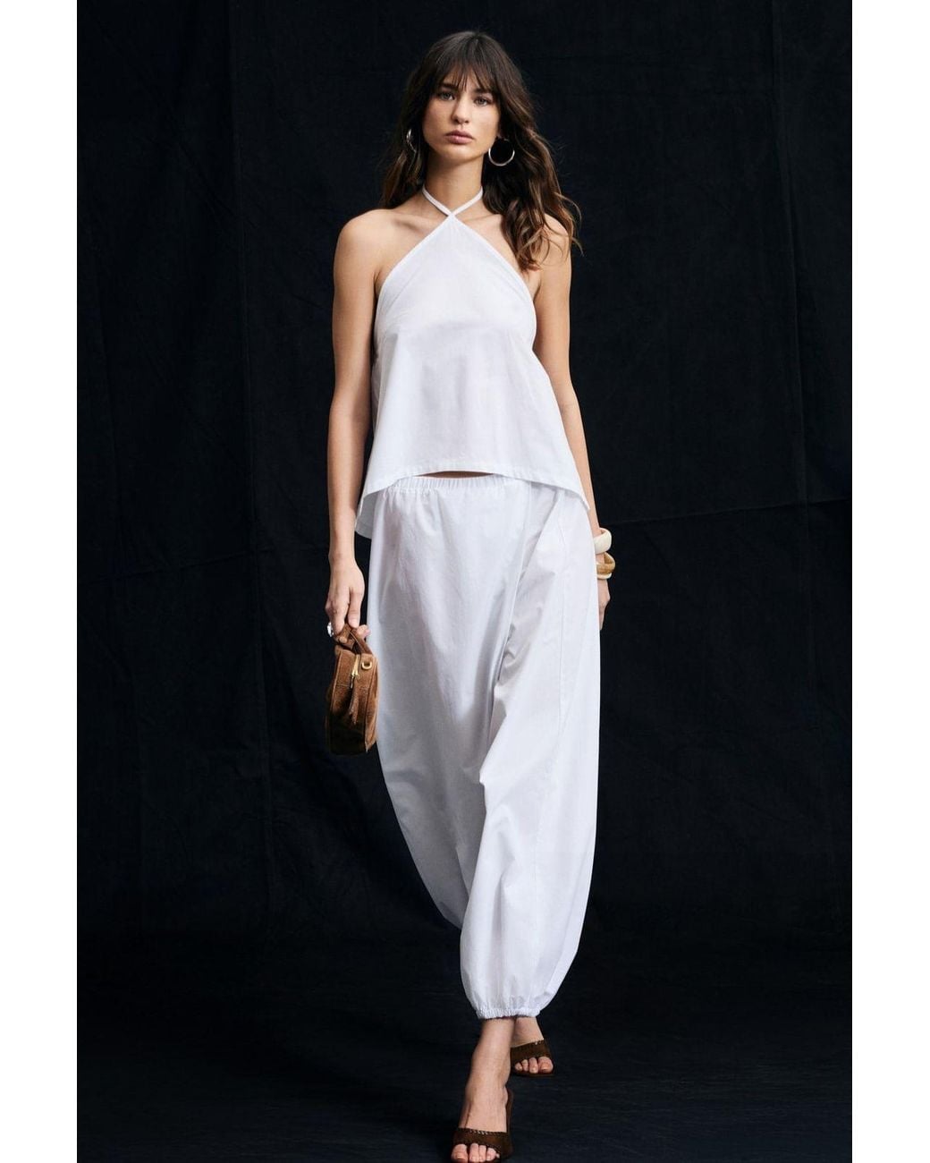 Grimelange Black Elastic Waist Ankle Hareem Trousers