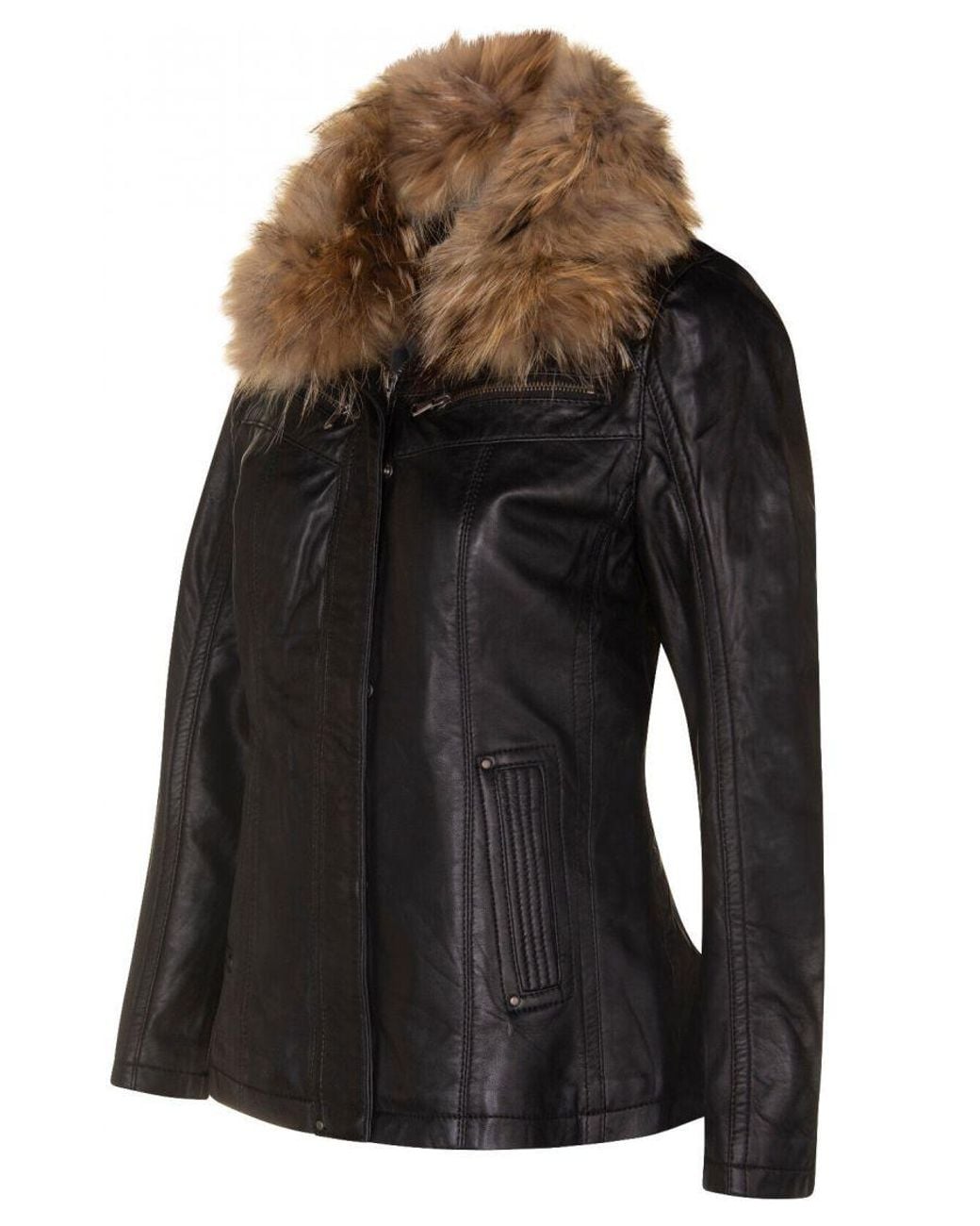 Infinity Leather Black Slim Fit Parker Jacket-Millom