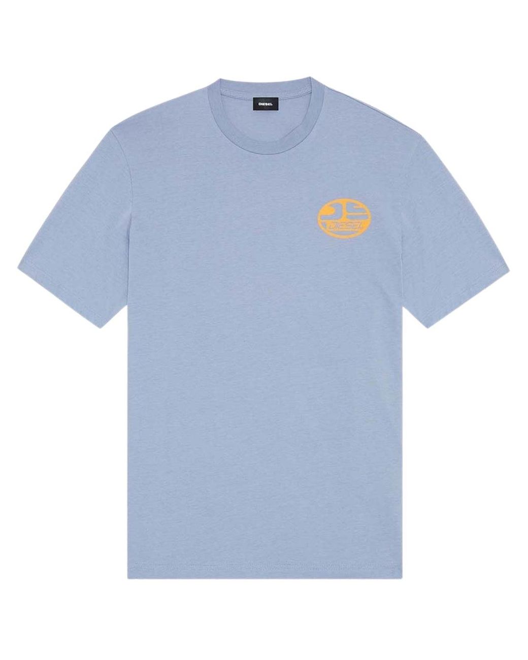 DIESEL Blue Stonewash Crew-Neck Cotton T-Shirt for men