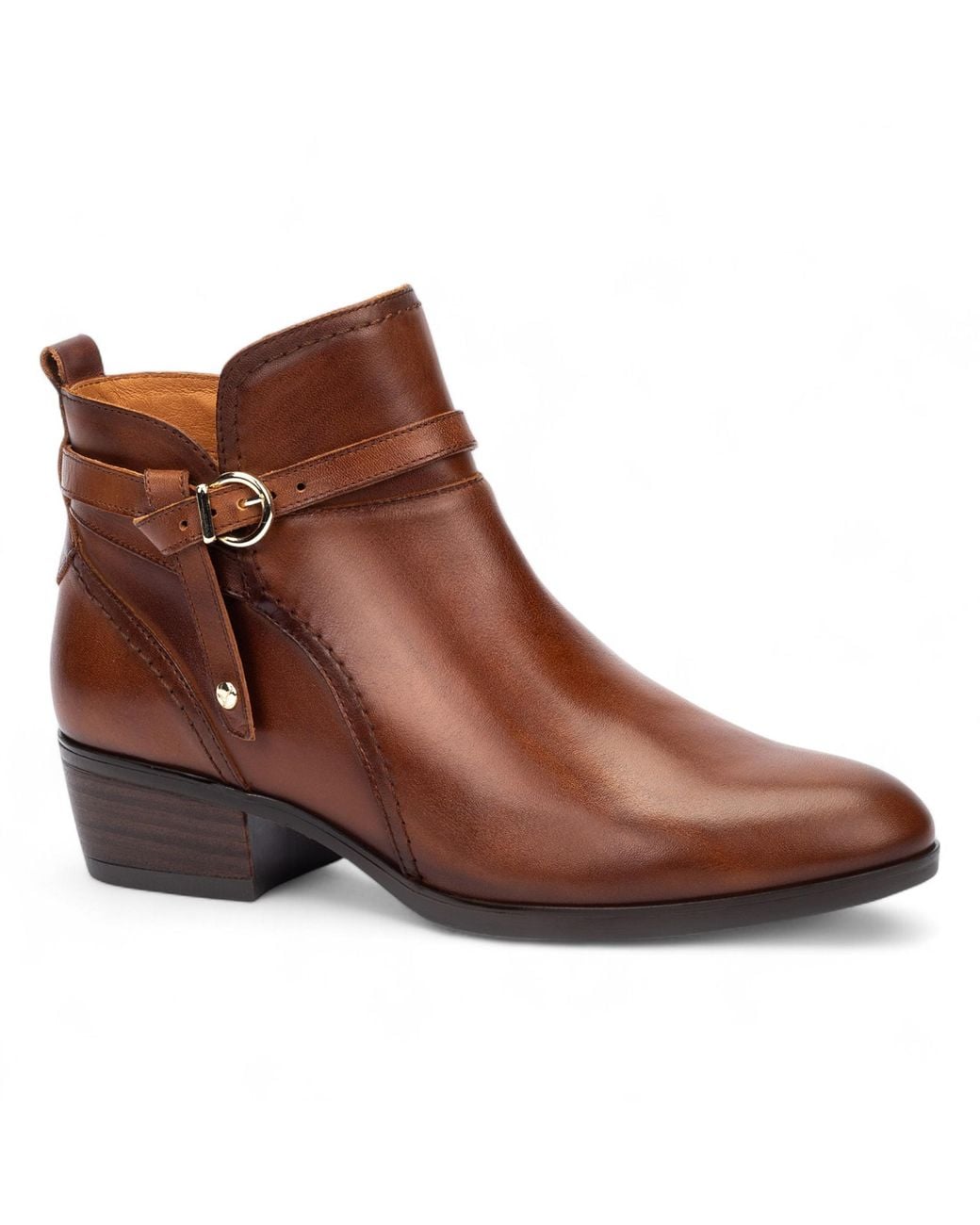 Pikolinos Brown Cuero Leather Ankle Bootie Zip Heel Boots