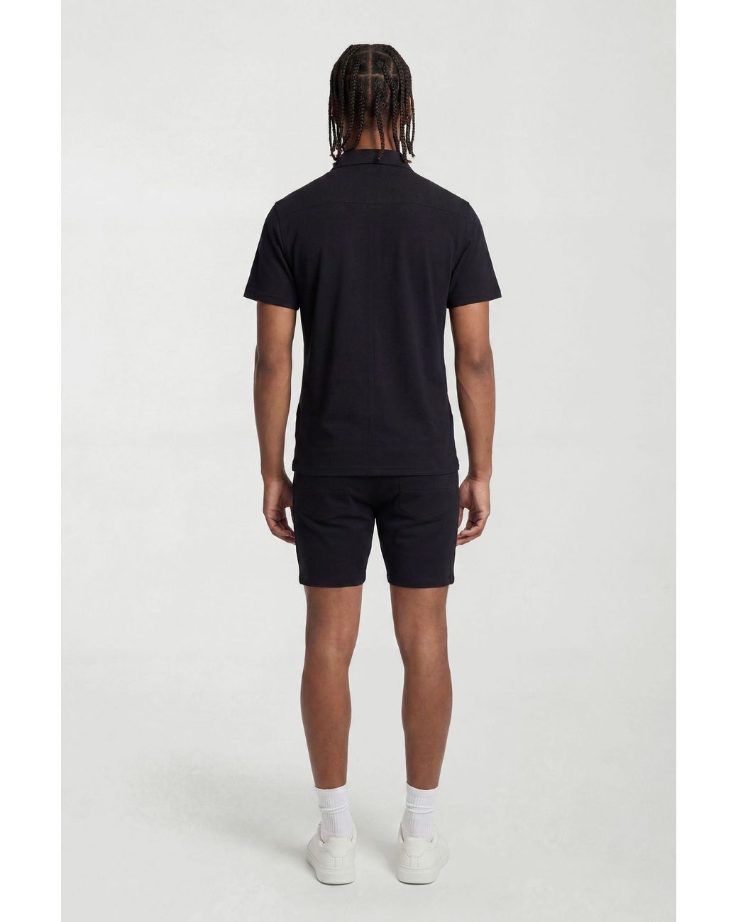 BoohooMAN Blue Slim Fit Jersey Short Sleeve Revere Shirt for men