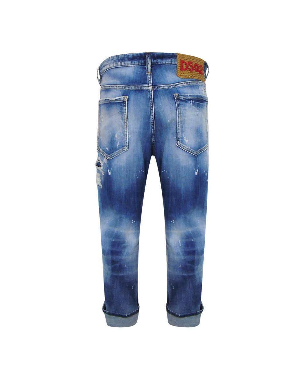 DSquared² Blue Big Brother Jean Reinforced Destroyed Denim Jeans Cotton for men