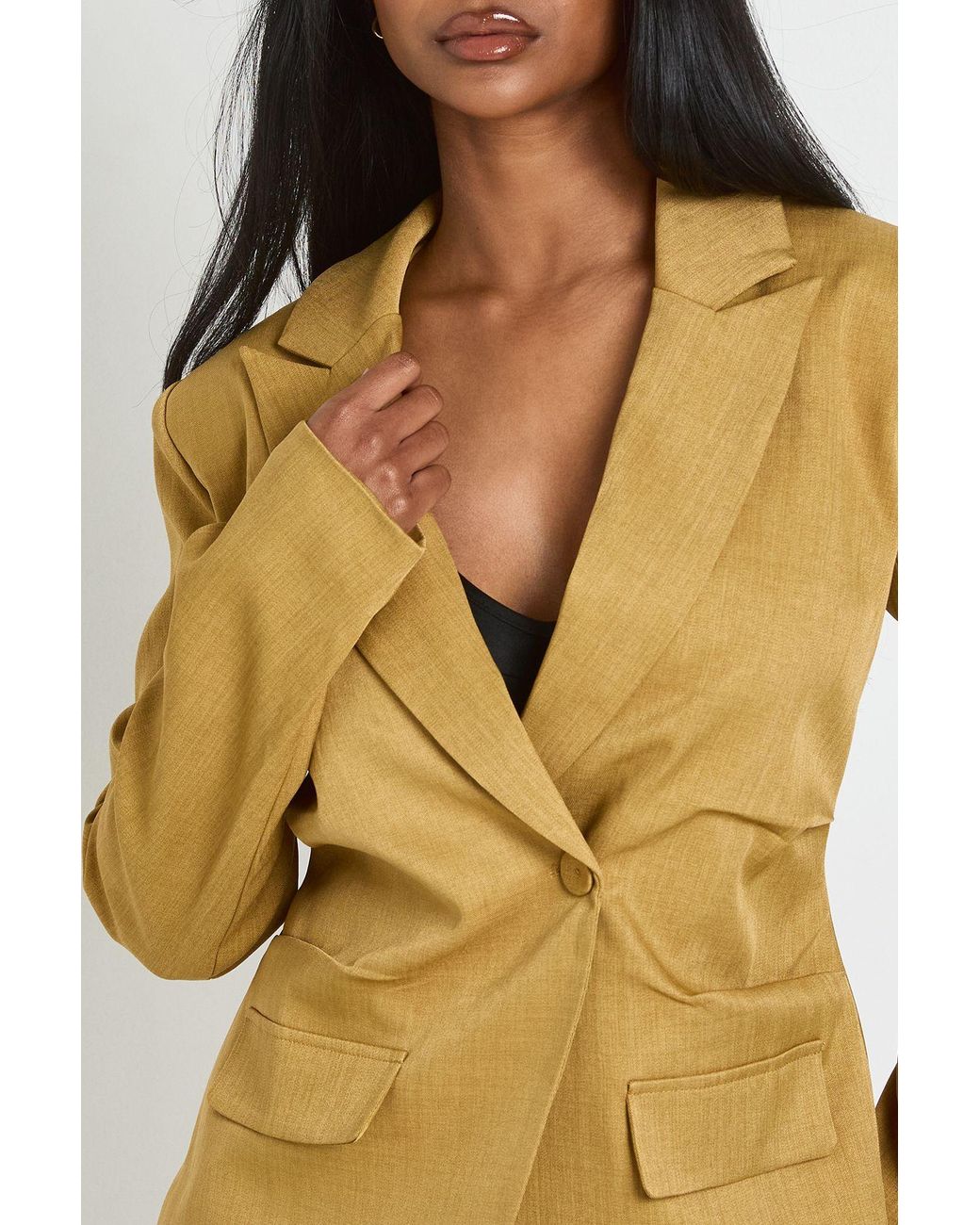 Boohoo Multicolor Cinched Ruched Waist Blazer