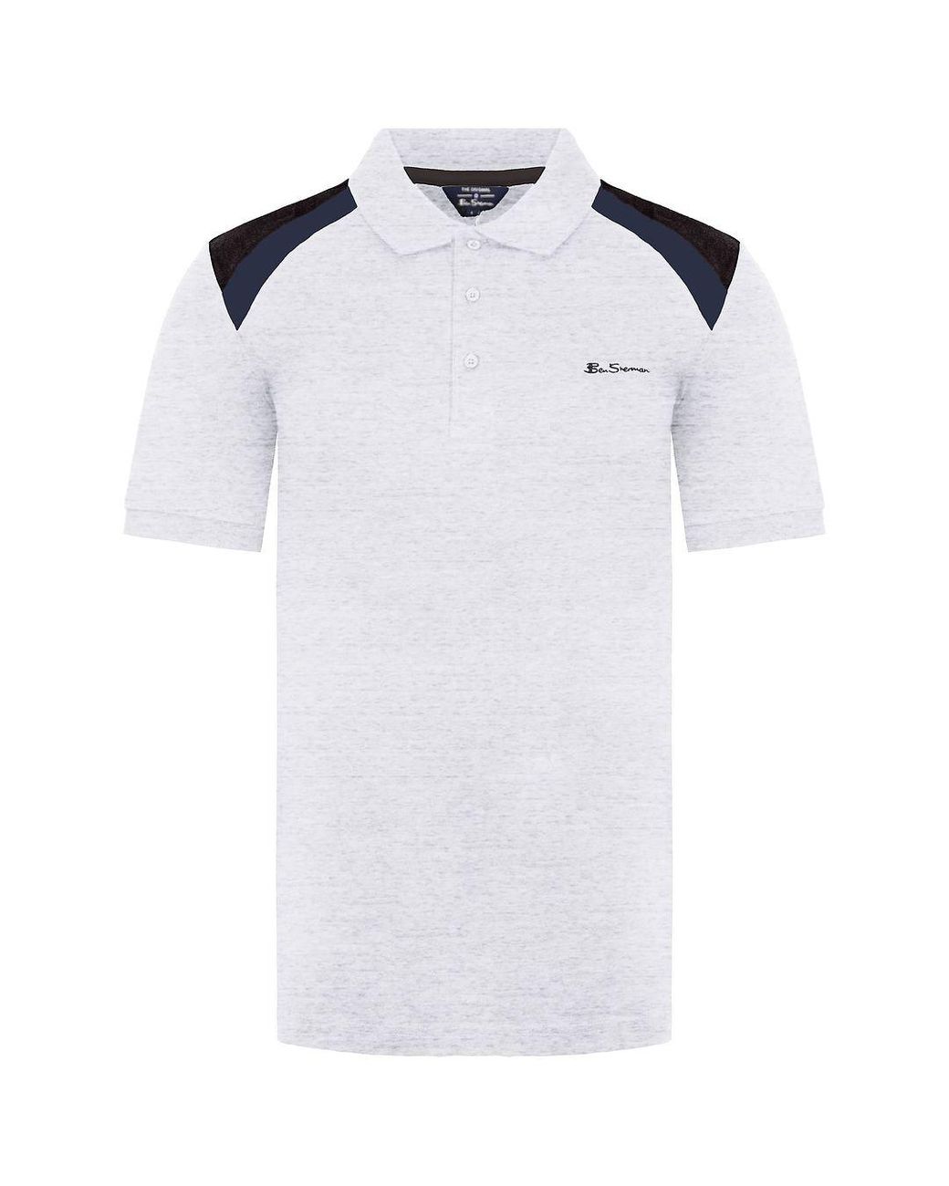Ben Sherman White Embroidered Light Polo Shirt Cotton for men