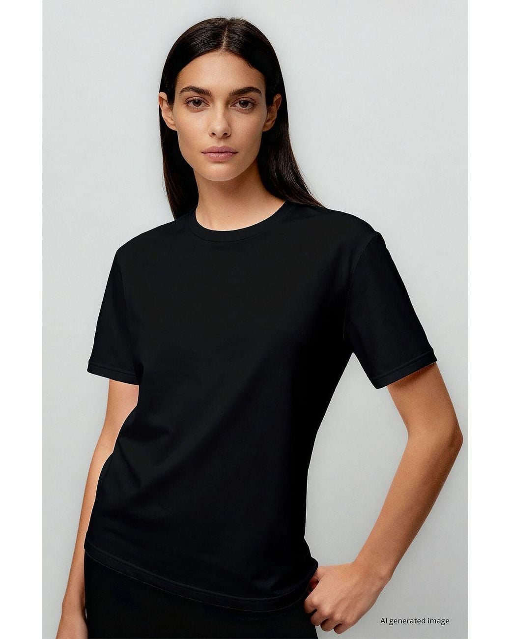 TOMMY LIFE Black Cotton Elastane T-Shirt