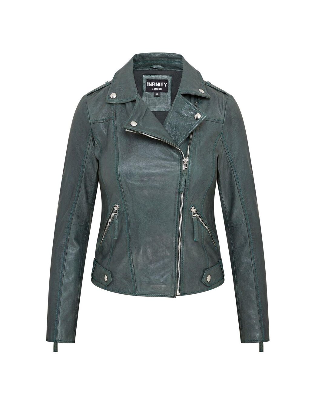 Infinity Leather Green Biker Jacket