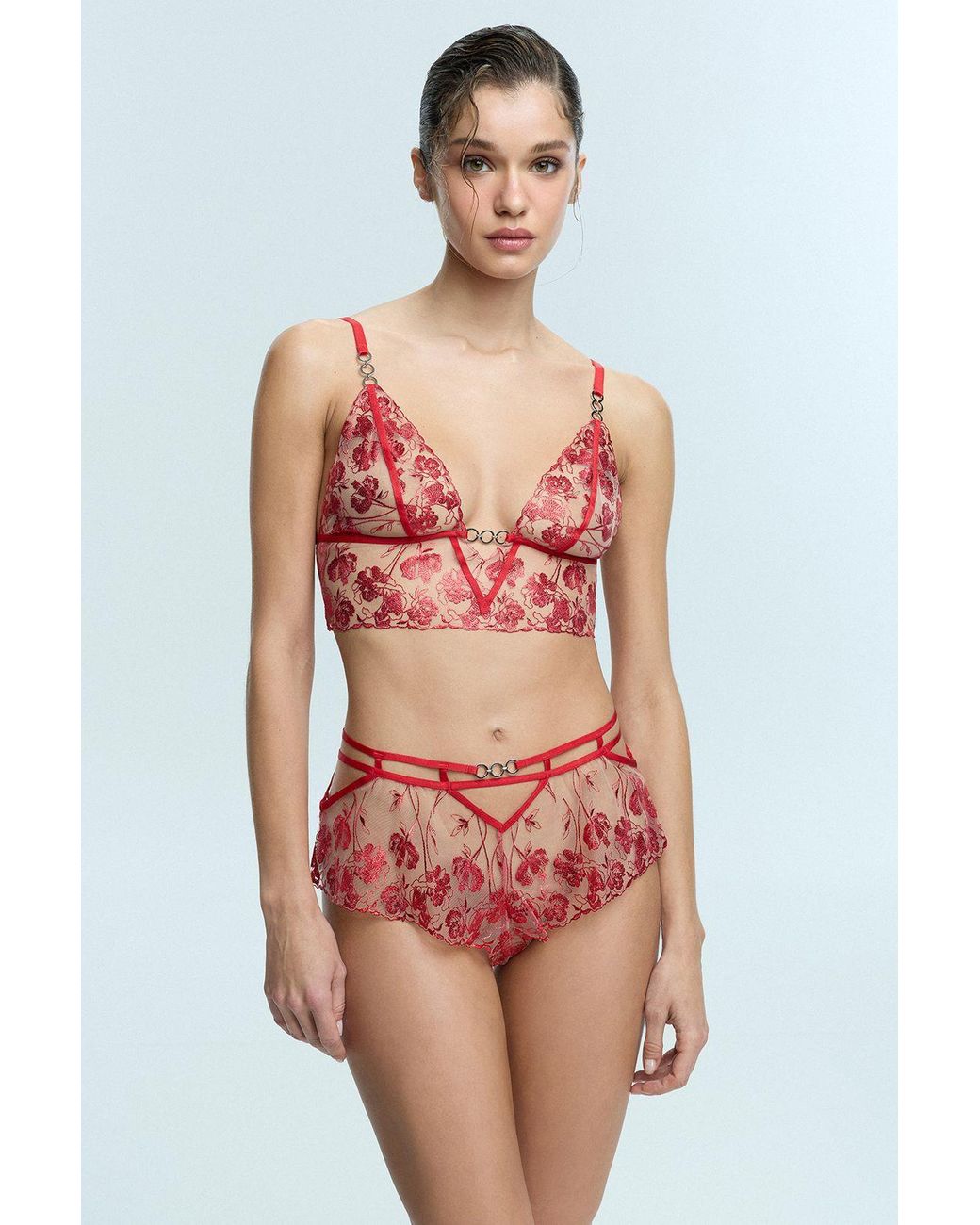 Penti Red Floral Lace Bralette