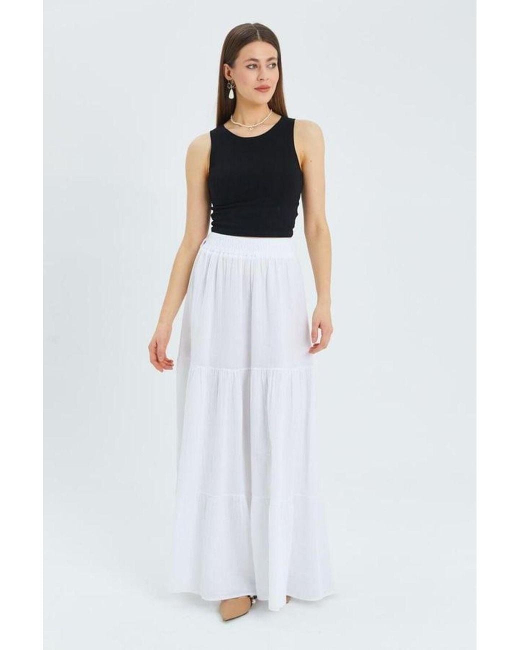 MixRay White Maxi Cotton Skirt