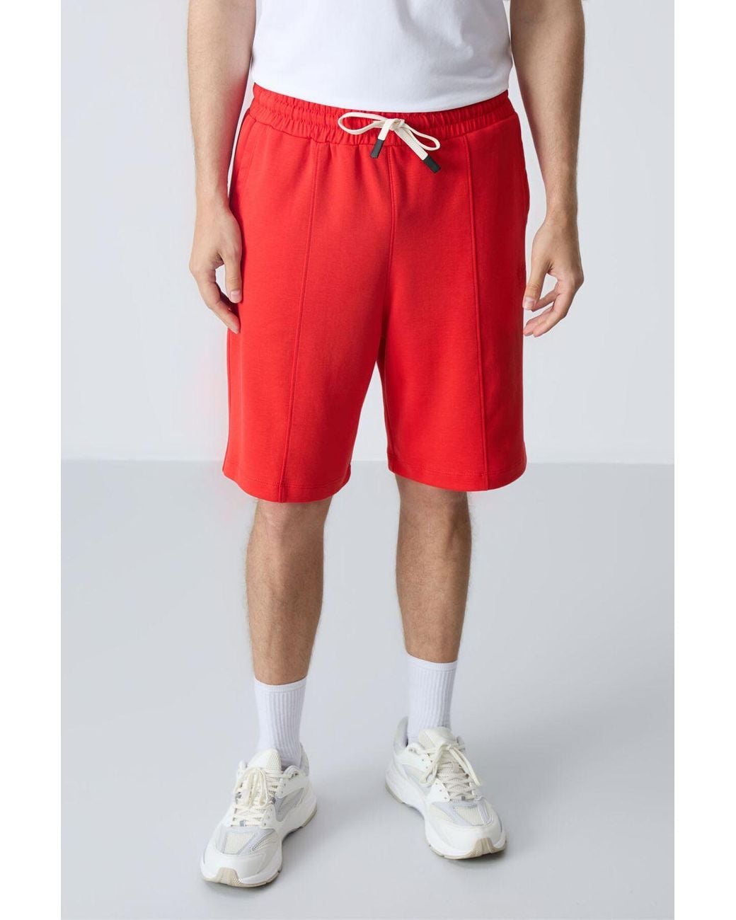 TOMMY LIFE Red Cotton-Blend Sweat Shorts for men