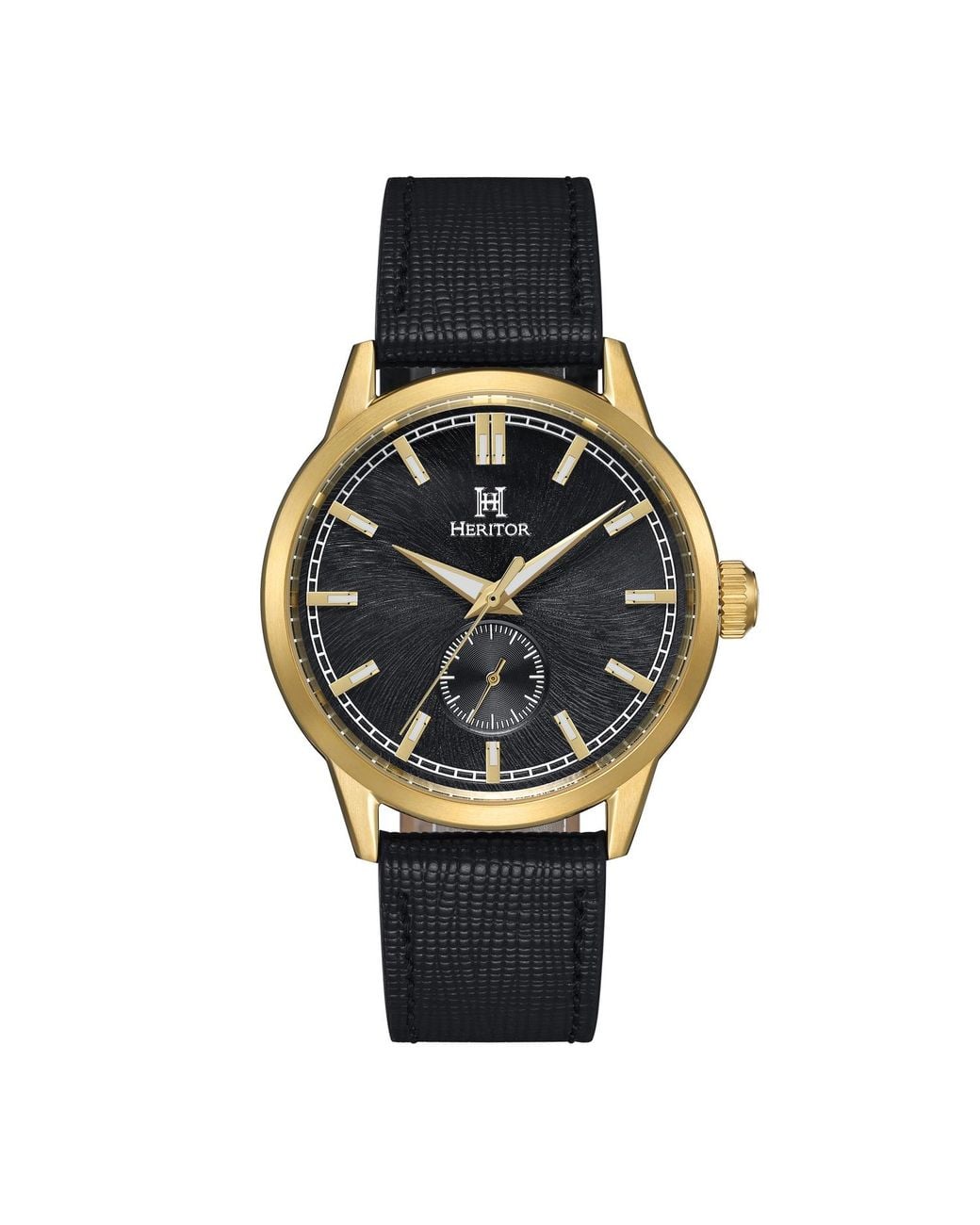 Heritor Metallic Argento Leather-Band Watch for men