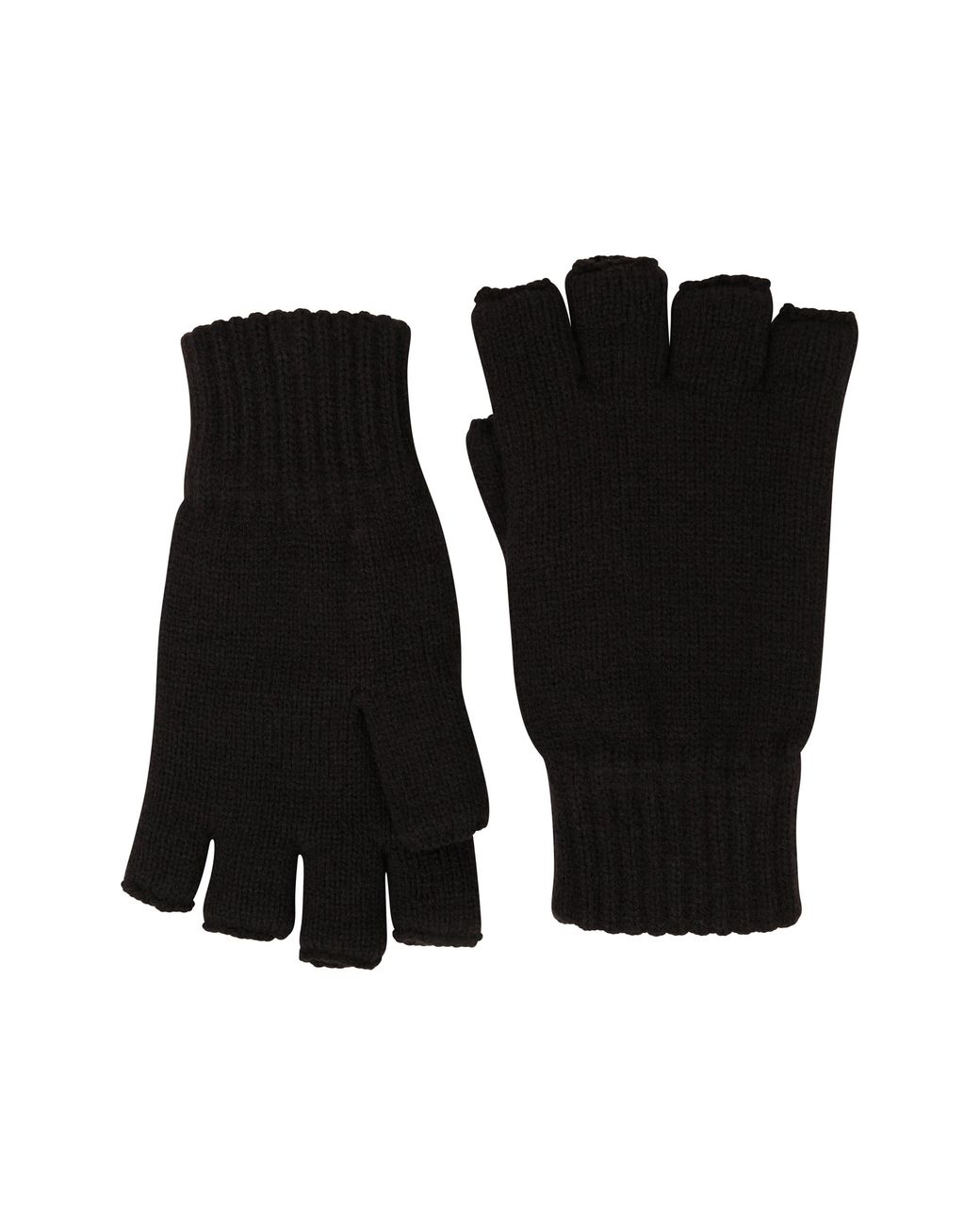 Mountain Warehouse Black Fingerless Knitted Ski Gloves Lightweight Warm Comfortable Winter Mittens for men