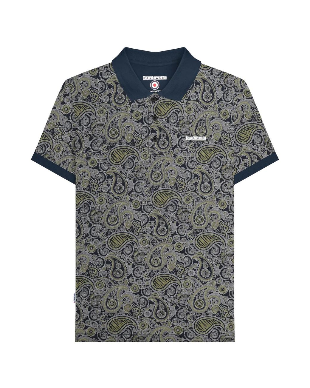 Lambretta Gray Ss25 Paisley Branded Polo Shirt for men