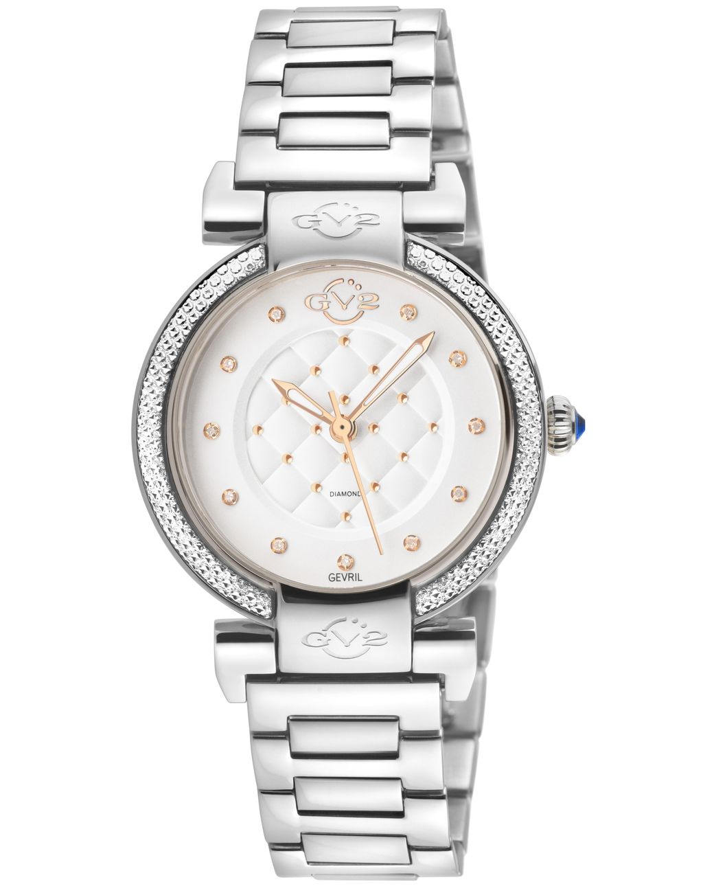 Gv2 Metallic Berletta Swiss Quartz Diamond 316L Stainless Steel Case, Dial, Watch