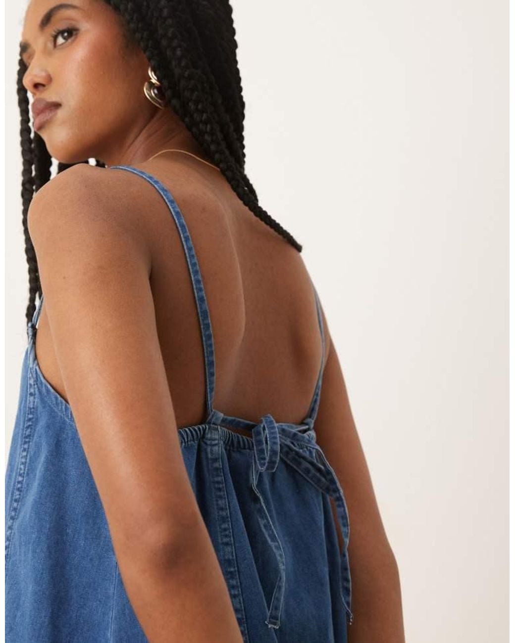 Nobody's Child Blue Jazmine Trapeze Denim Midi Dress