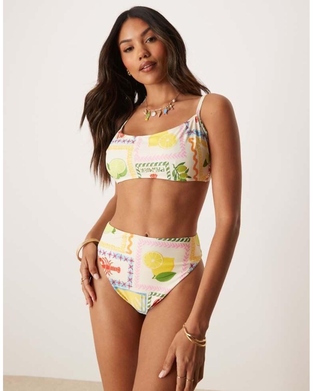 ASOS Multicolor High Leg Waist Bikini Bottom