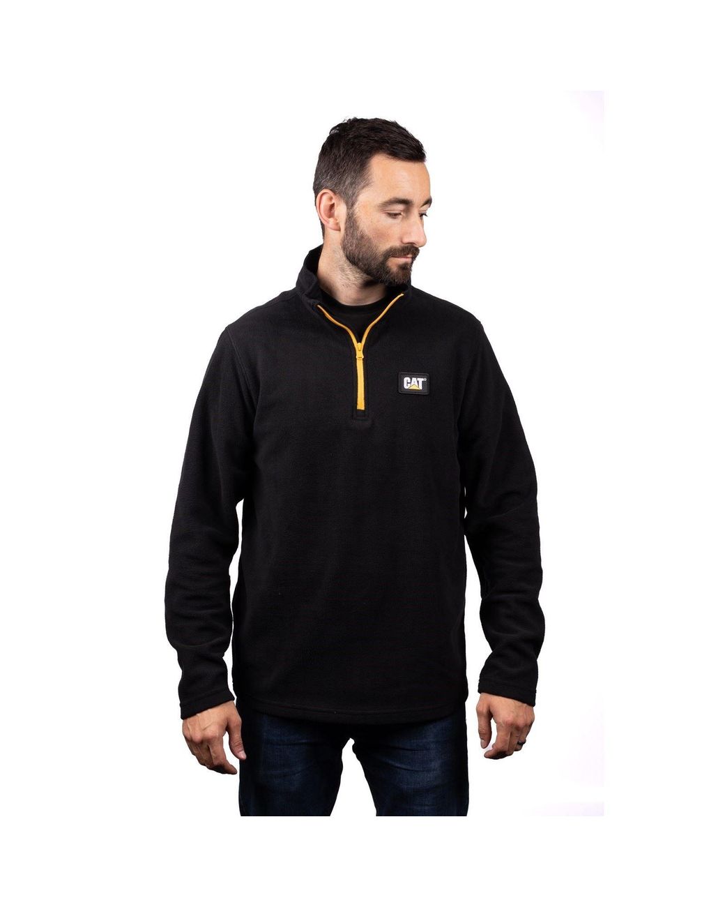Caterpillar Black Cat Microfleece Quarter Zip Sweatshirt for men