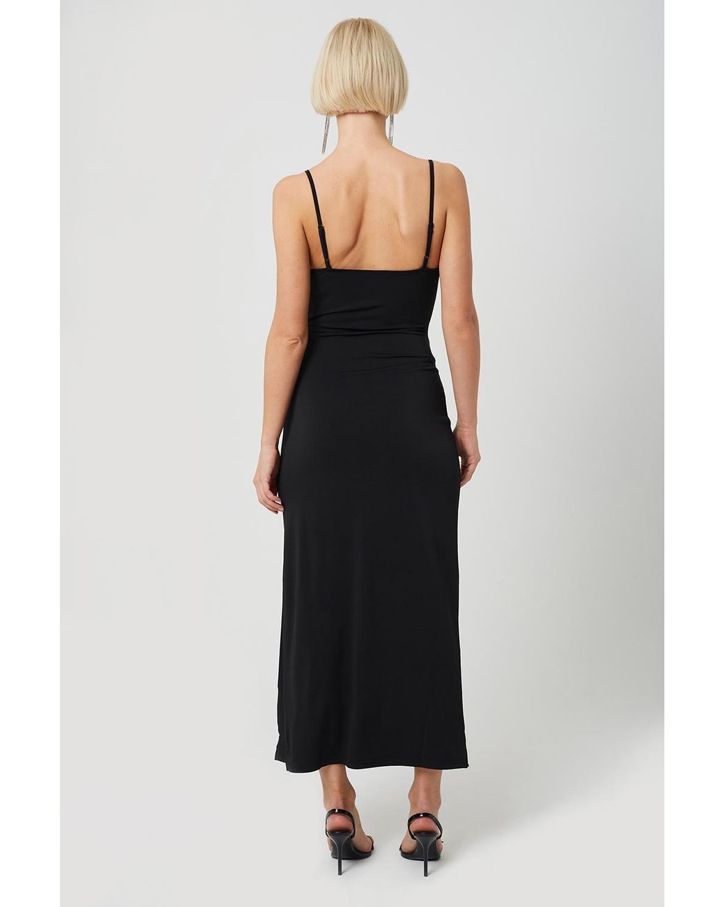Brave Soul Black Strappy Square Neck Midi Dress