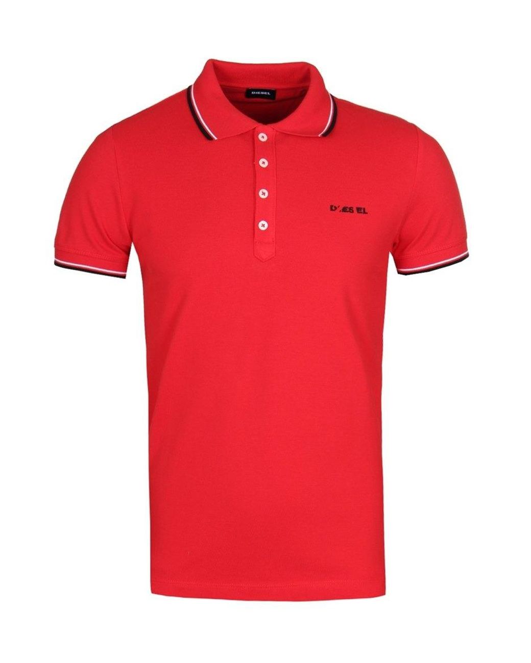 DIESEL Red Polo Shirt T-Randy Broken Logo for men