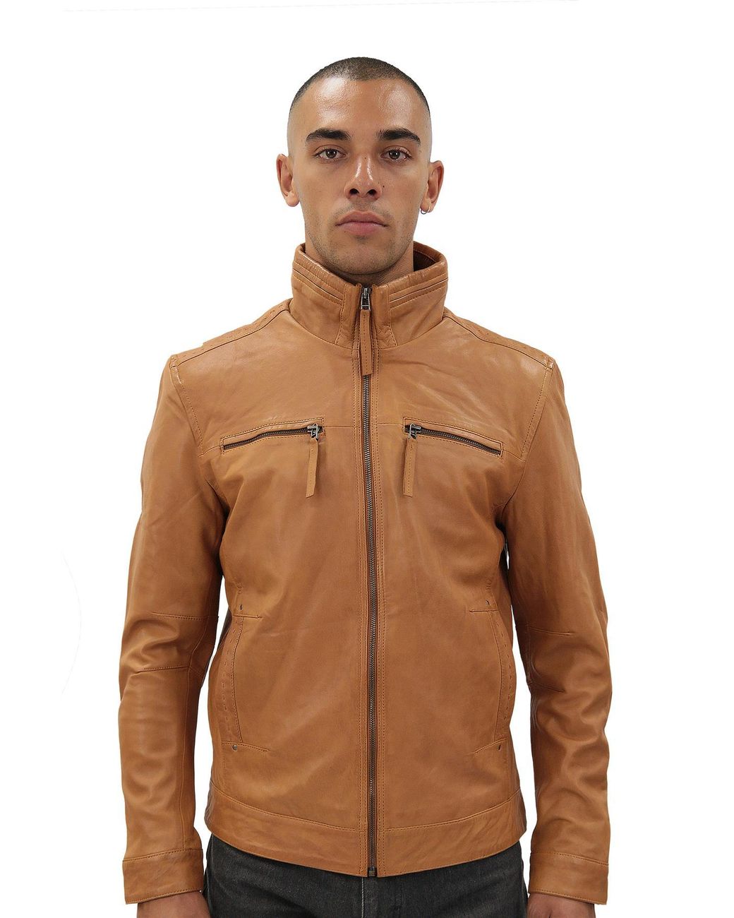 Infinity Leather Brown Classic Biker Jacket-Caracas for men