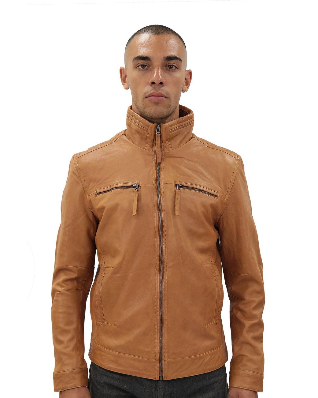 Infinity Leather Brown Classic Biker Jacket-Caracas for men