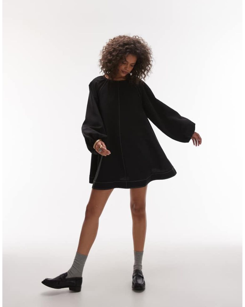 TOPSHOP Black Clean Trapeze Mini Dress