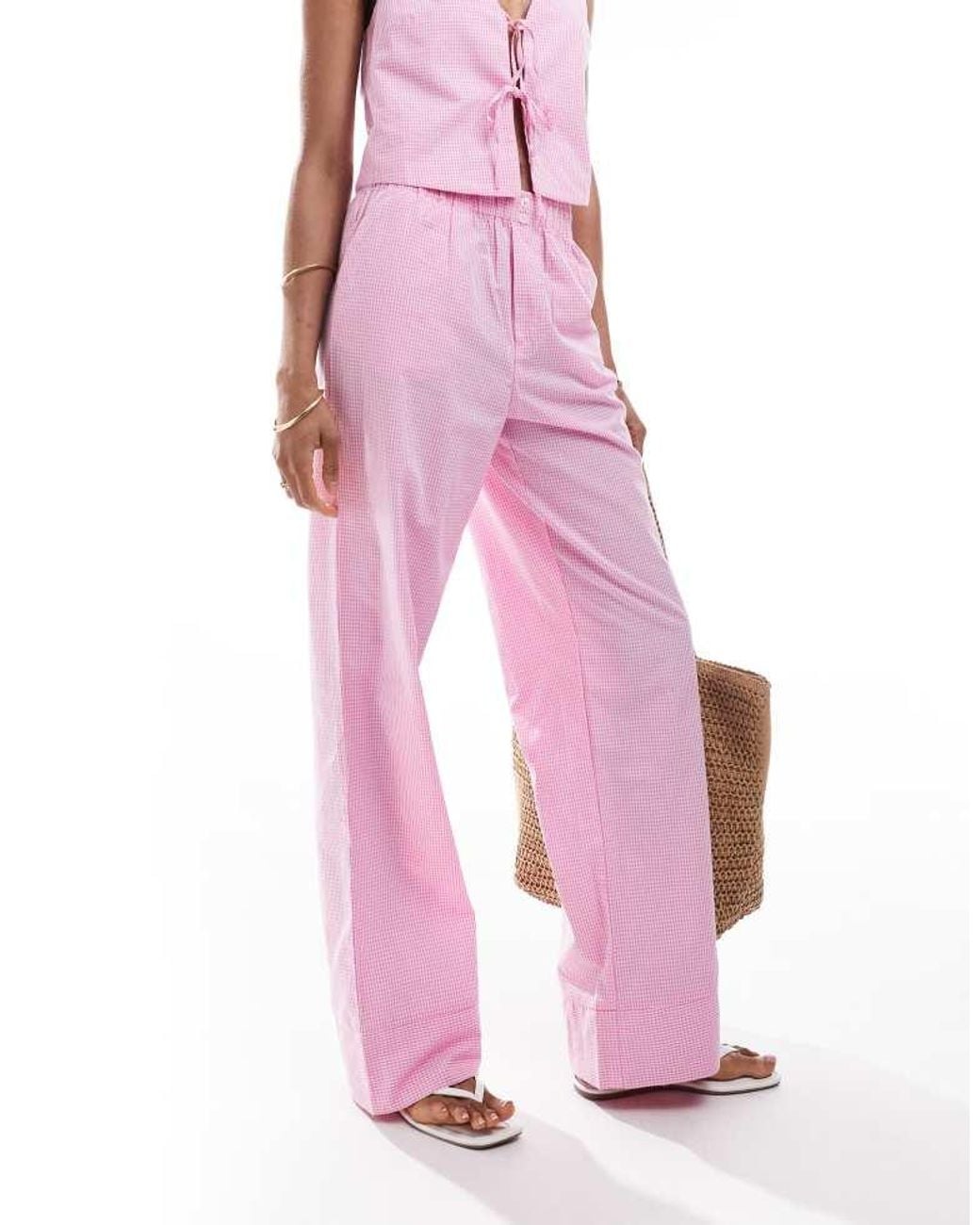 ONLY Pink Wide Leg Boxer Detail Trousers Co-Ord