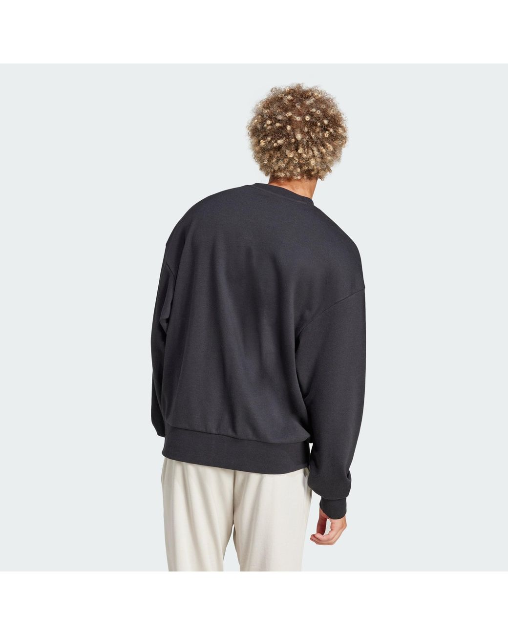 Adidas Black Essentials Loose Fit 3 Bar Logo Sweatshirt for men
