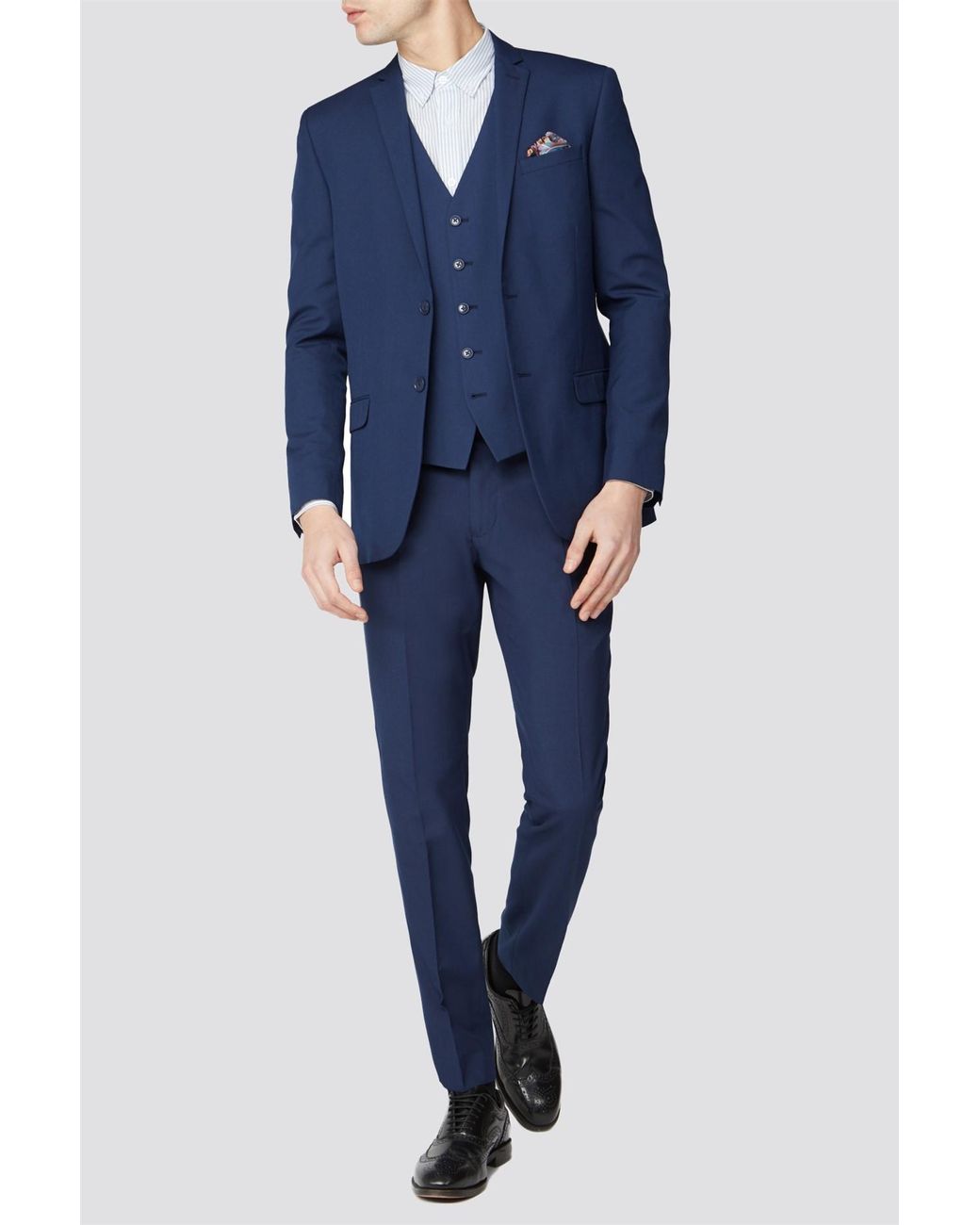 Limehaus Blue Slim Fit Suit Trousers for men