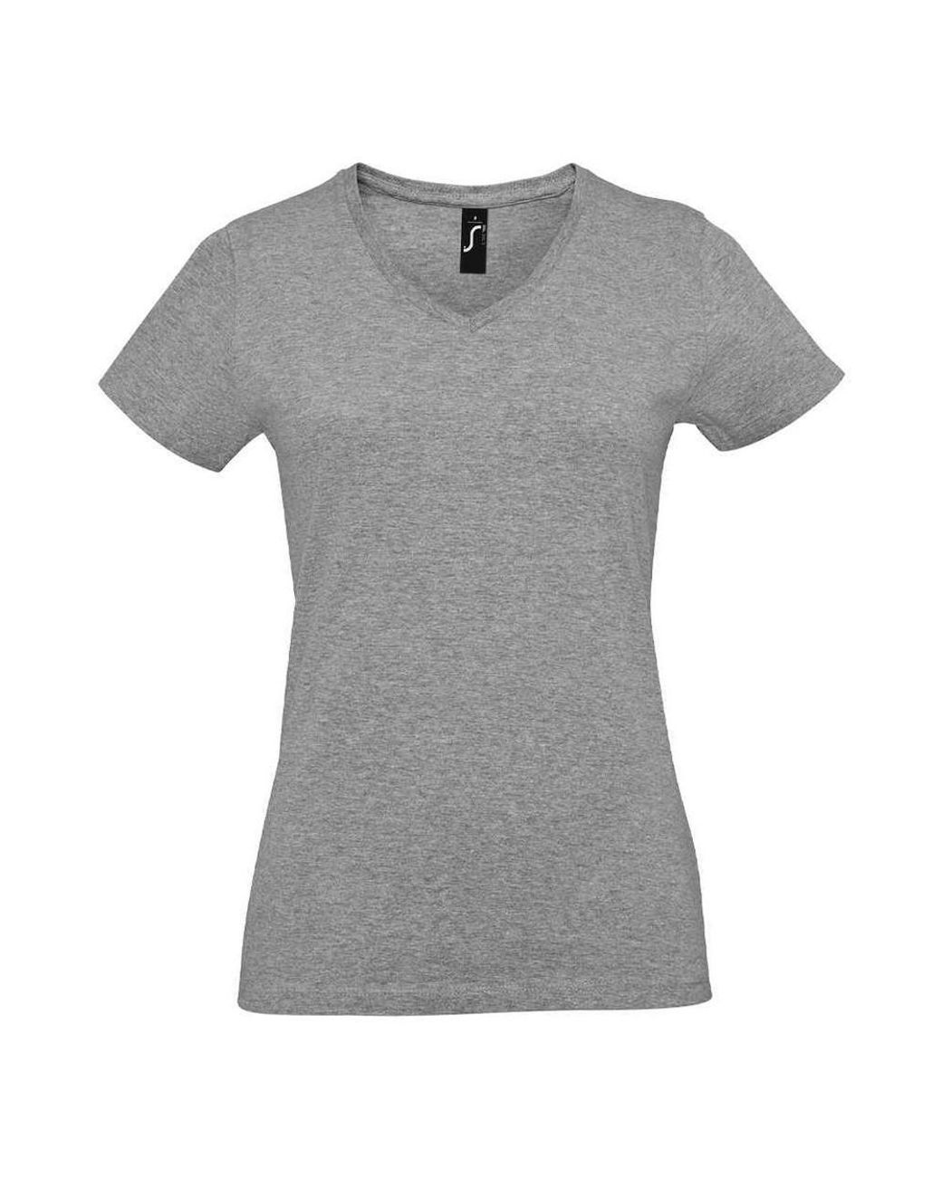 Sol's Gray Ladies Imperial V Neck T-Shirt Marl)