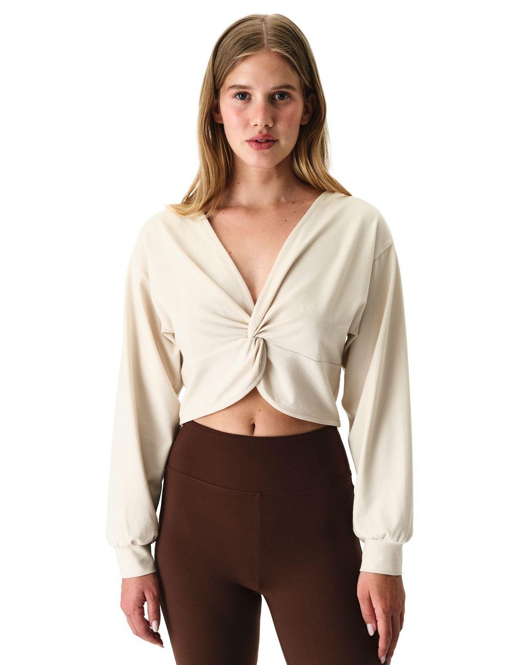 Penti Gray Oversized V-Neck Midi Sweatshirt With Tie Detail