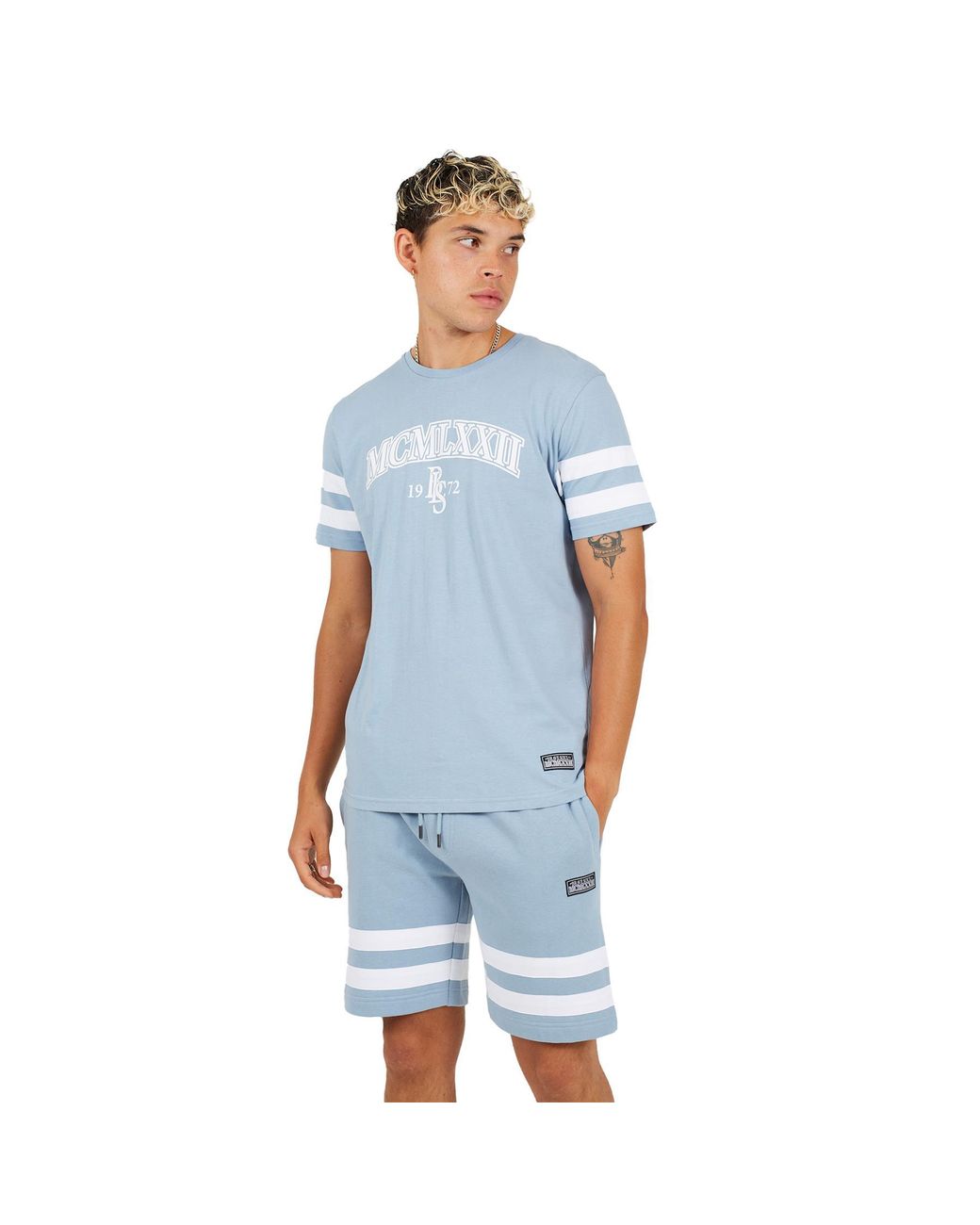 Brave Soul Blue T-Shirt & Short Co-Ord Set for men