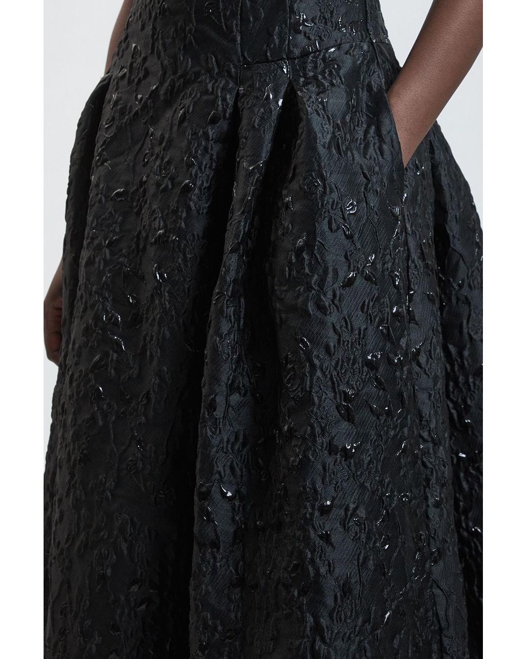 Karen Millen Black Jacquard Maxi Skirt