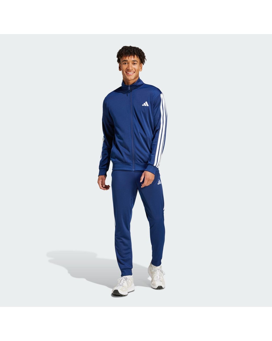 Adidas Blue Basic 3-Stripes Tricot Track Suit for men