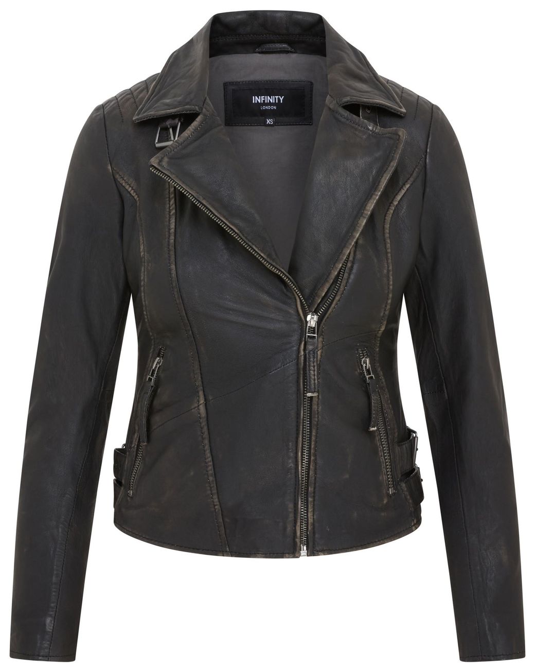 Infinity Leather Black Brando Biker Jacket