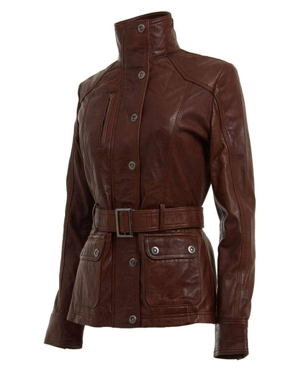 Infinity Leather Brown Military-Inspired Biker Jacket-Middleton