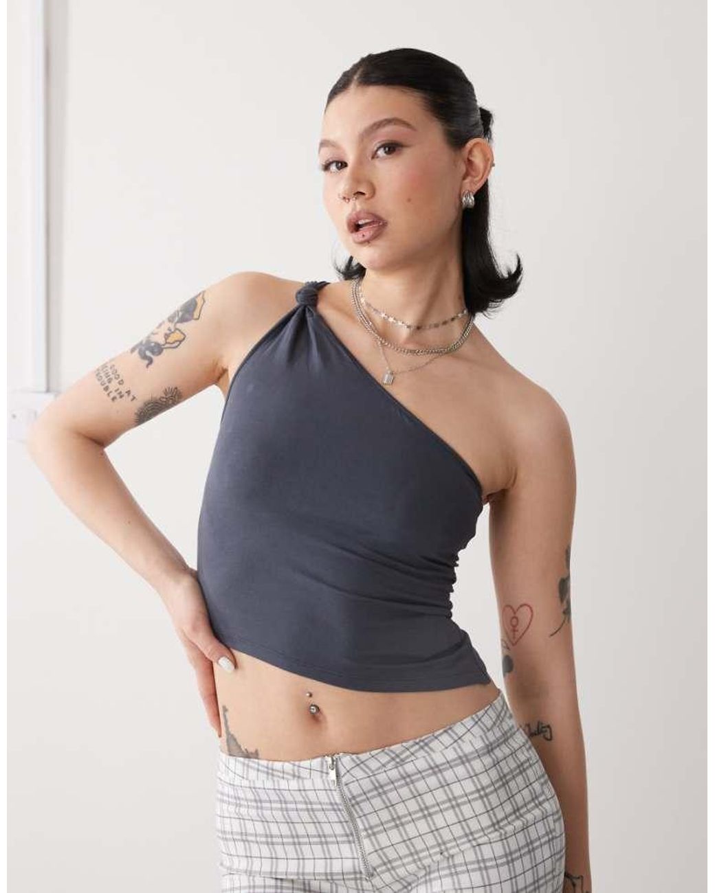 Motel Gray Idra Asymmetric Top