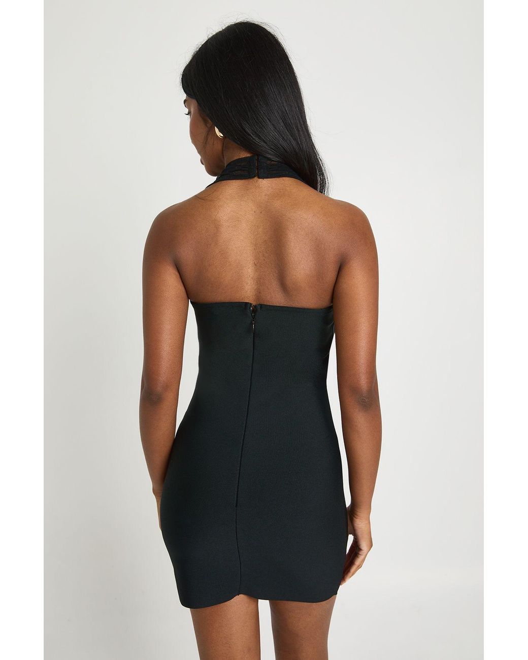 Boohoo Black Premium Bandage Mesh Detail Mini Dress
