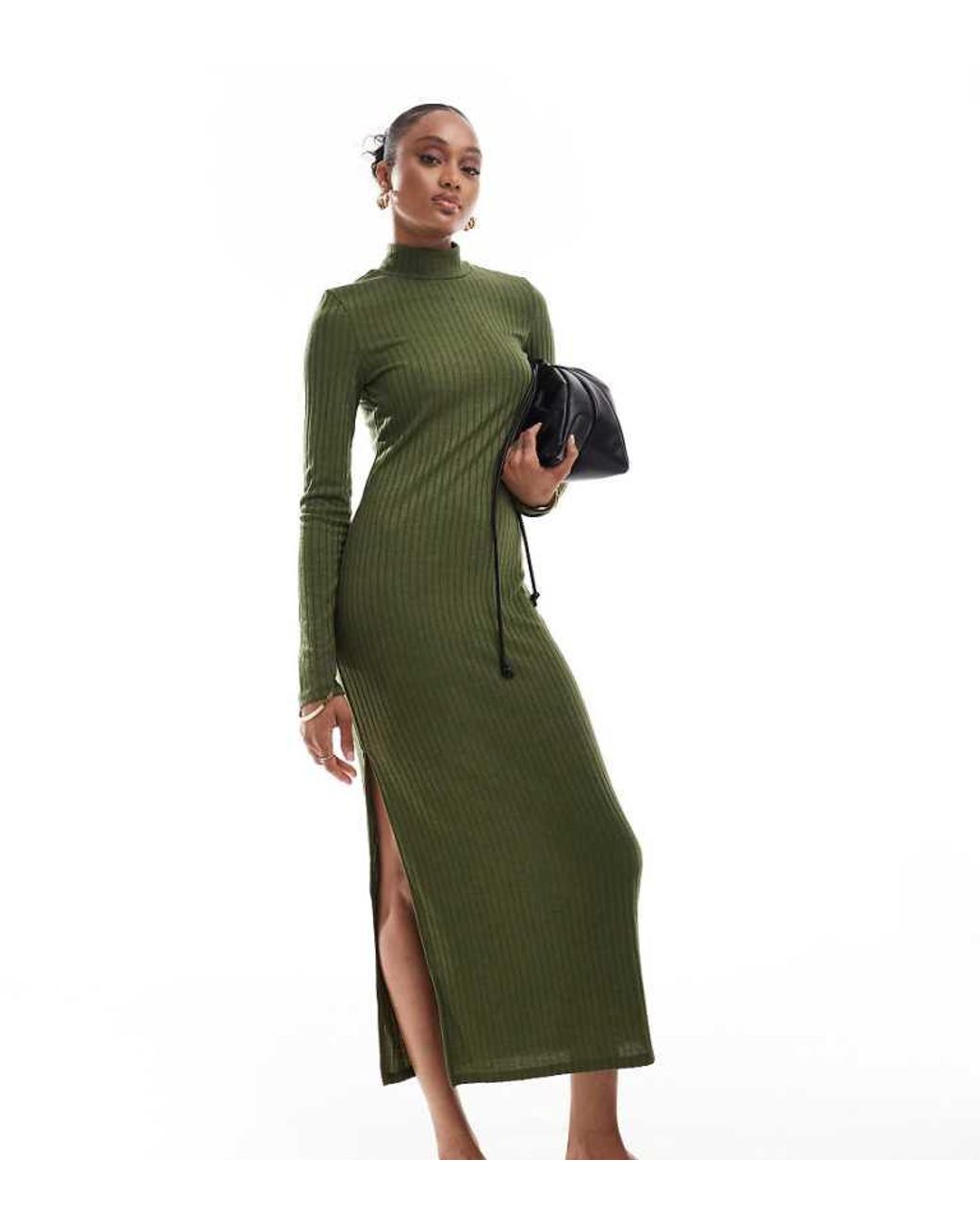 Vero Moda Green Rib Jersey Maxi Dress