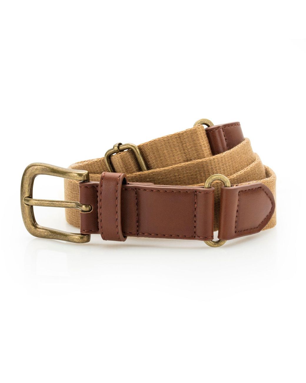 Asquith & Fox Brown Faux Leather And Canvas Belt for men